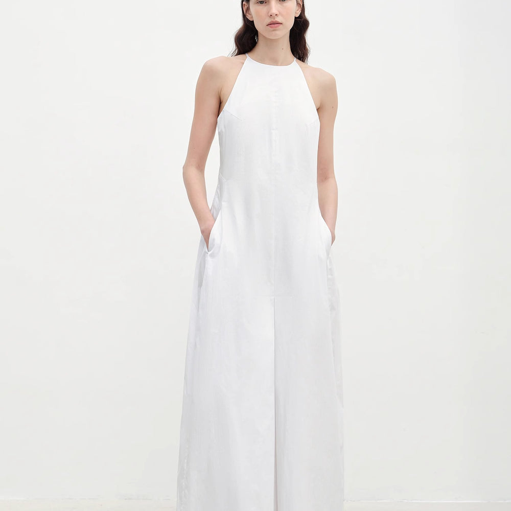 "Piano Music" halterneck waist-cinching cocoon dress