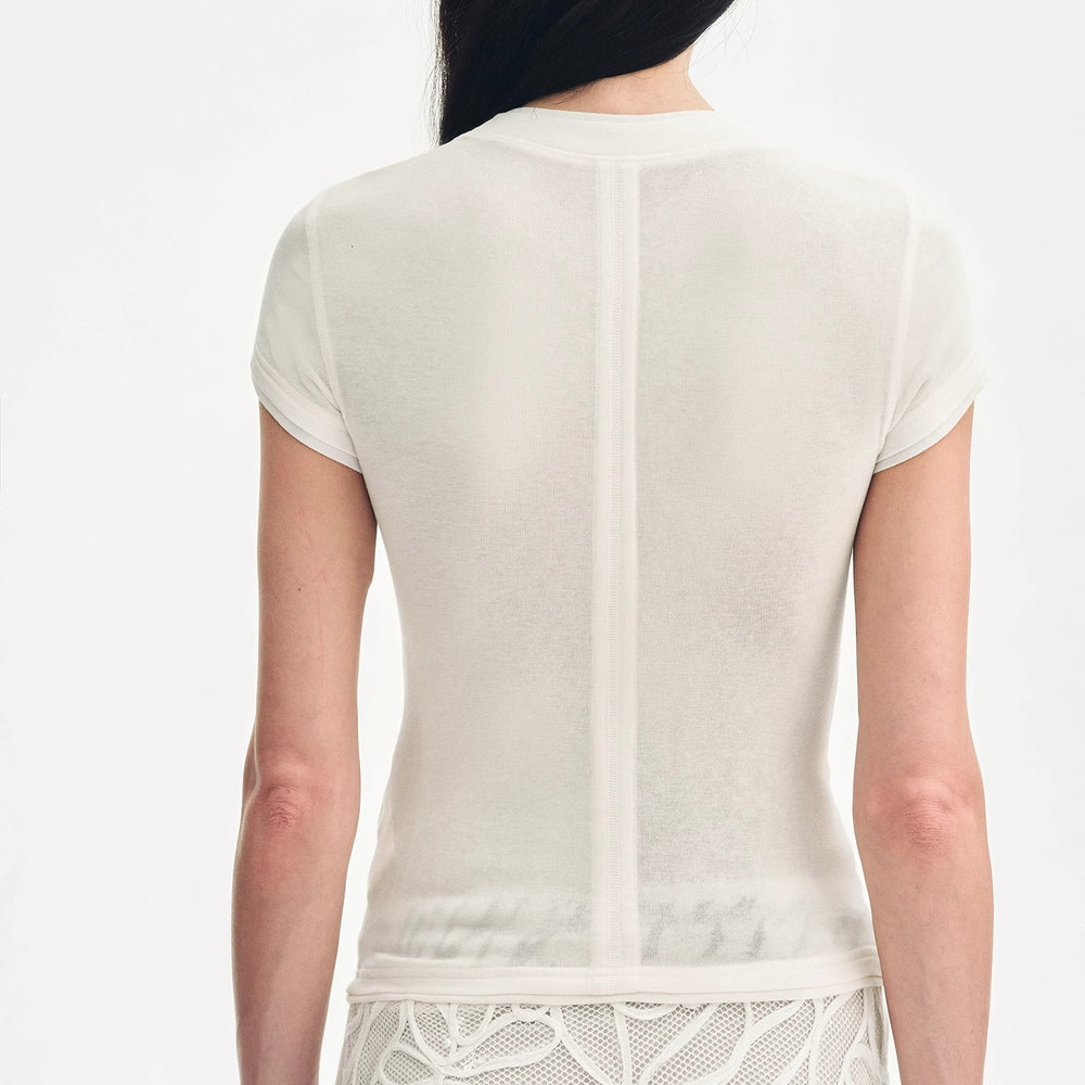 
                  
                    "Memory Navigation" Tencel acetate fake two-piece slim fit straight shoulder T-shirt
                  
                