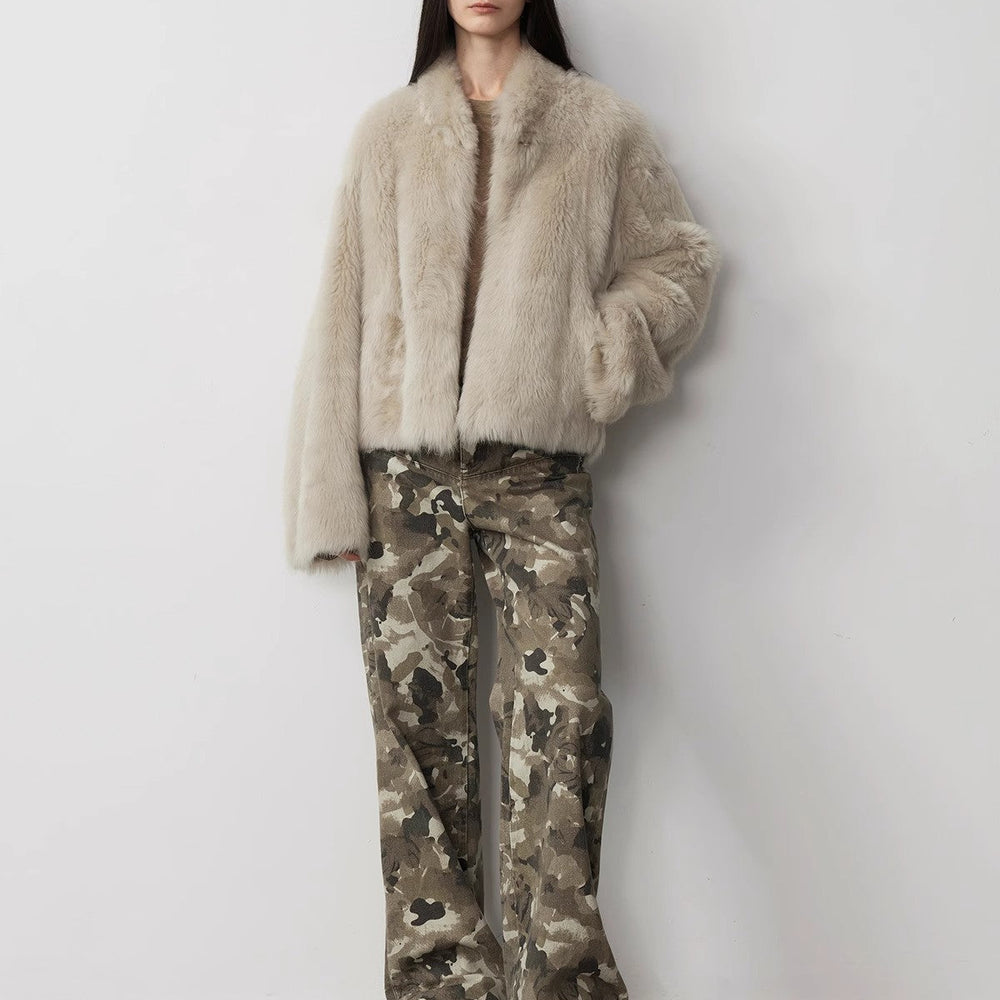 "Camouflage Charm " Cool, Trendy, Unique, and Personalized Original Camouflage Print Washed Loose Straight-Leg Denim Jeans