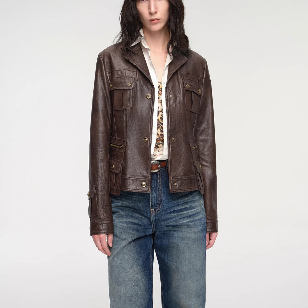 
                  
                    "Phantom of the Floating Palace" imported oil wax sheepskin waist leather jacket from New Zealand
                  
                