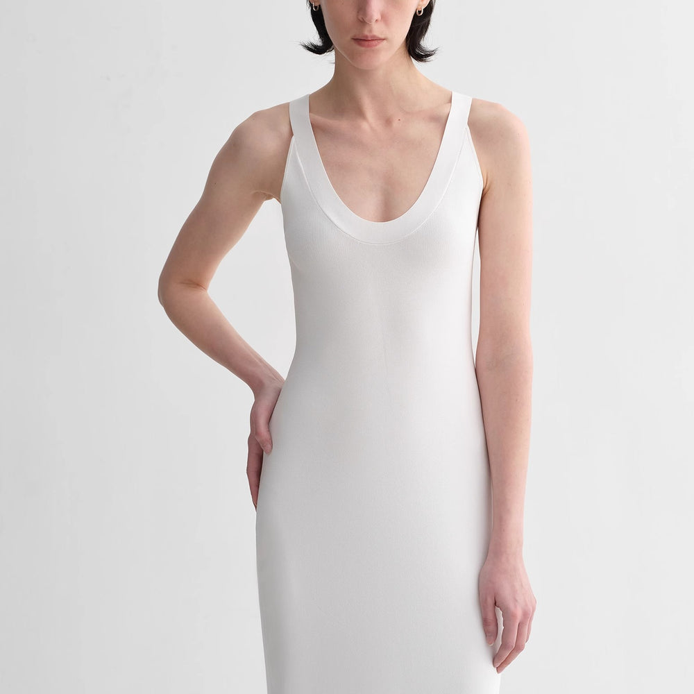 Silk blended/U-neck two-way wear smooth and silky skin-friendly elegant slim  tencel dress for women