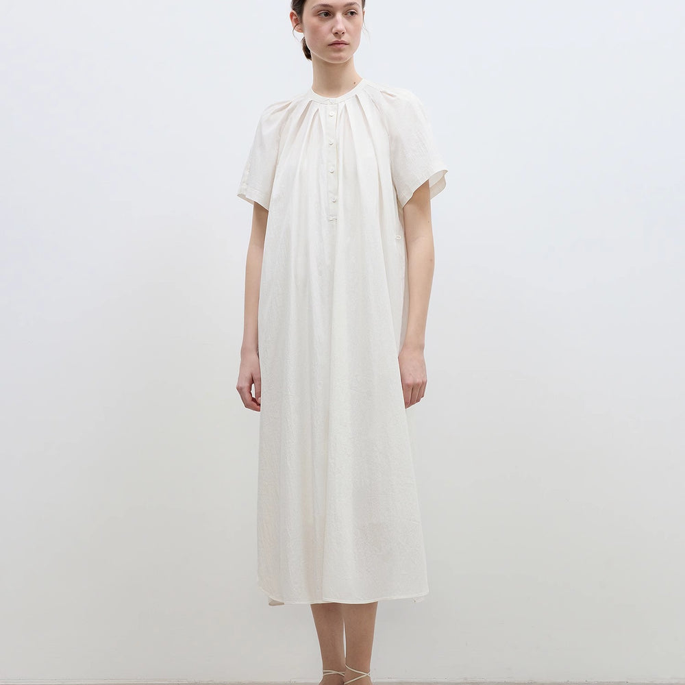 
                  
                    "First Love Island" Cotton Stand Collar Pleated Short Sleeve Shirt Dress for Women
                  
                