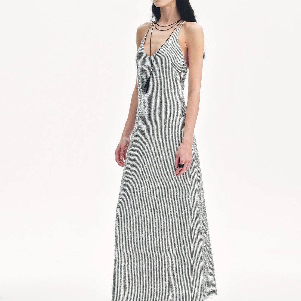 
                  
                    "Galaxy Trace" Linen Sequin Embroidery Dress Summer
                  
                
