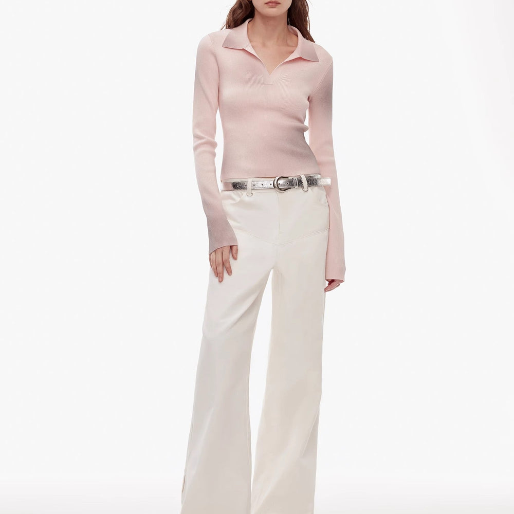 
                  
                    Vintage style curved split design enzyme wash process wide-leg micro-lapel mid-low waist denim pants
                  
                
