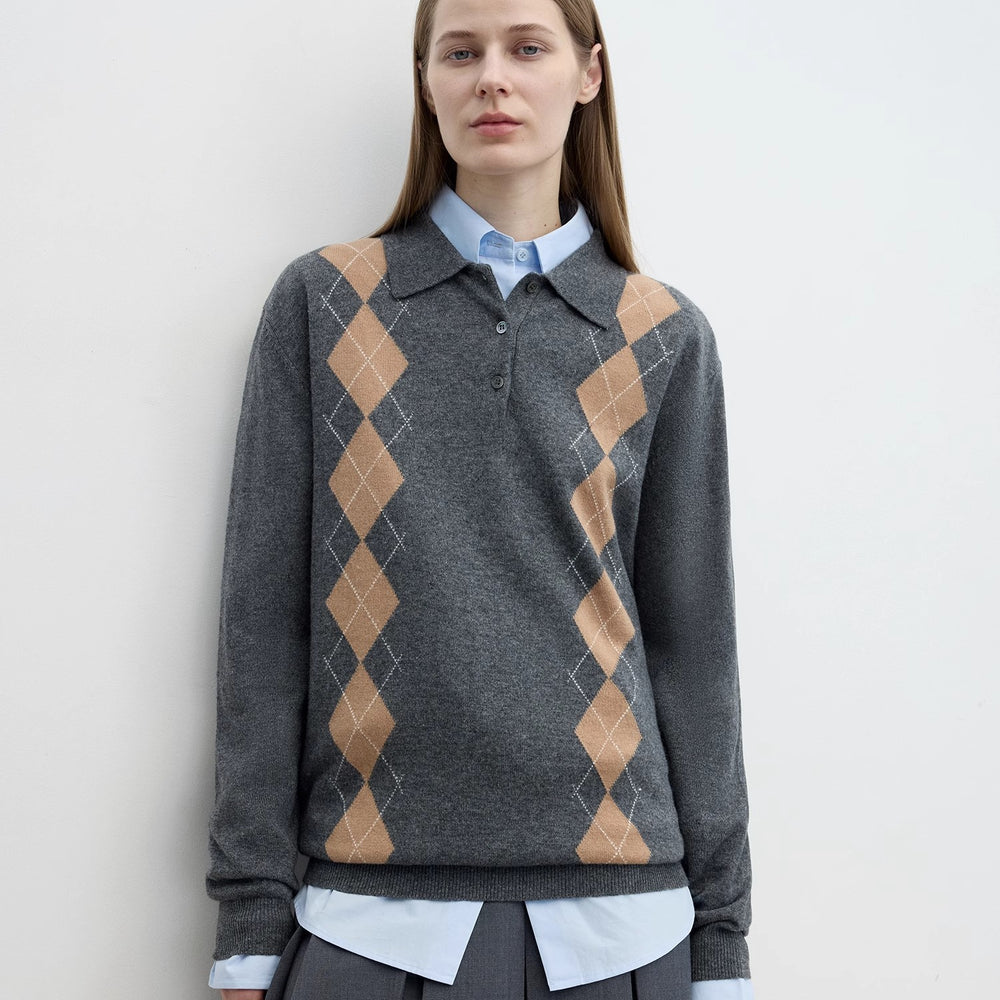 "Graduate" Machine Washable Wool Polo Neck Sweater Preppy Vintage Top