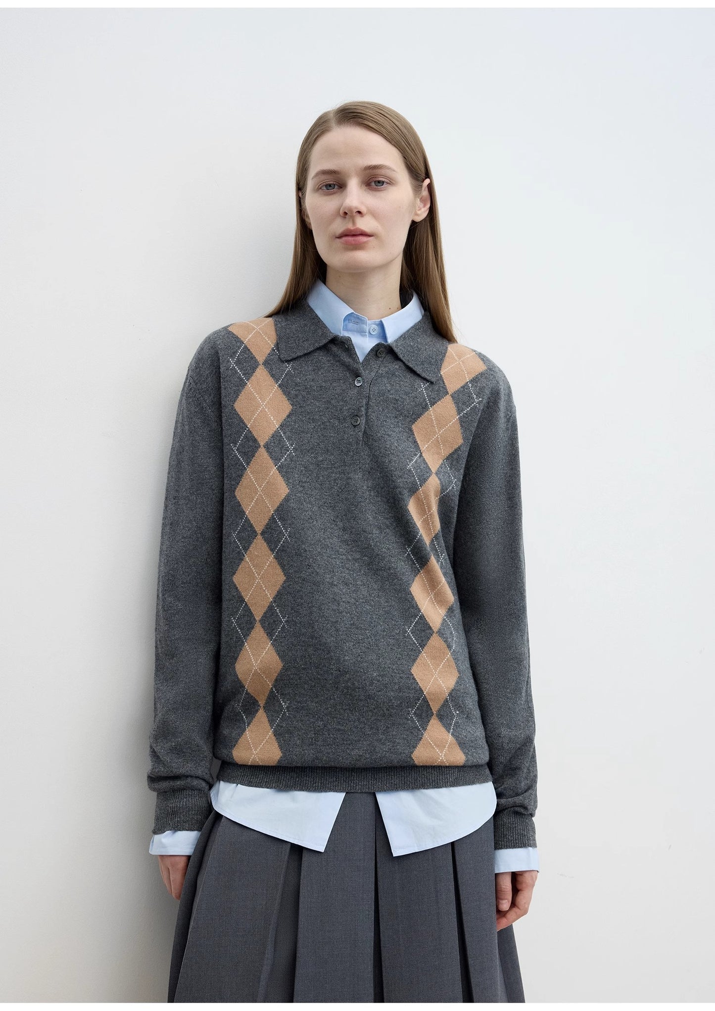 "Graduate" Machine Washable Wool Polo Neck Sweater Preppy Vintage Top