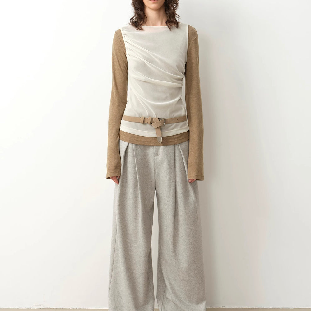 
                  
                    "City Stroll" casual and relaxed wool-blend double-pleated straight draped wide-leg casual trousers for autumn
                  
                