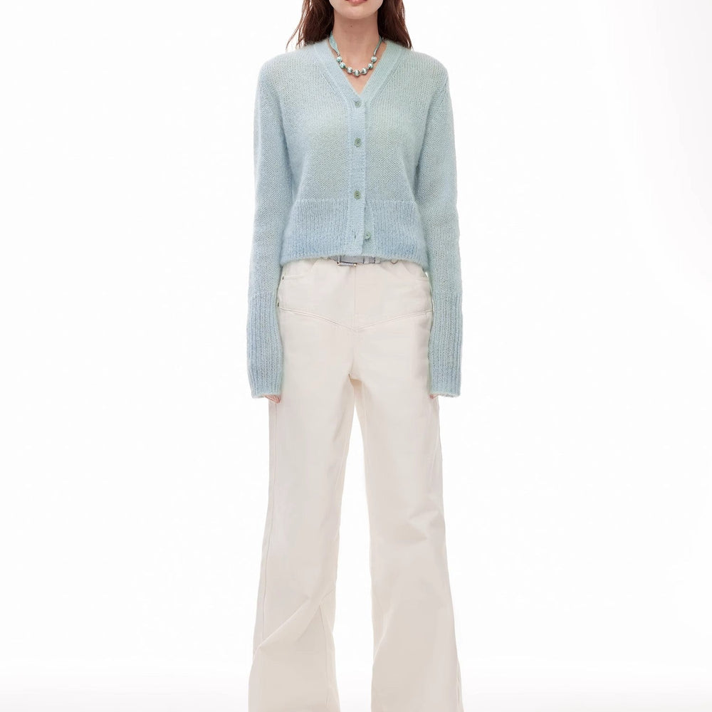 
                  
                    Vintage style curved split design enzyme wash process wide-leg micro-lapel mid-low waist denim pants
                  
                