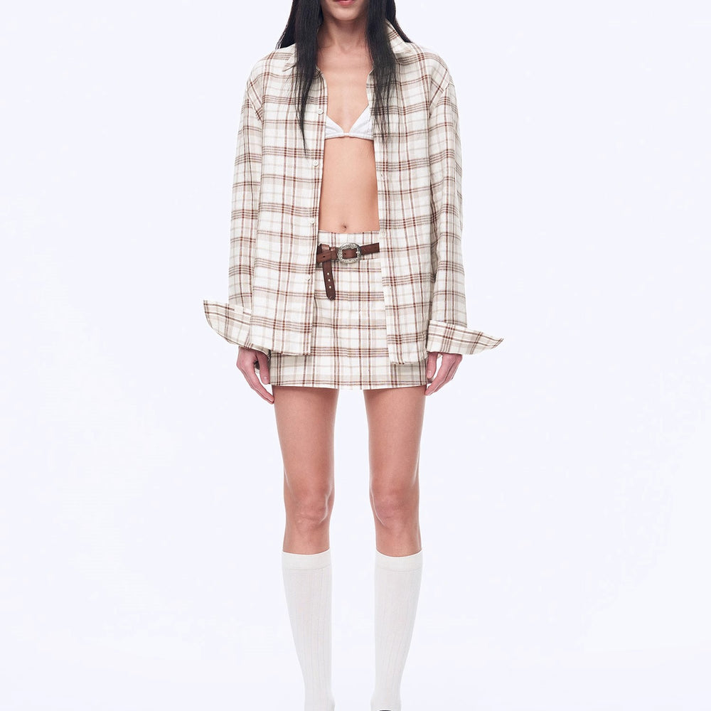 
                  
                    "Plaid Sketch" Vintage Linen Shirt Skirt Two-Piece Spring
                  
                