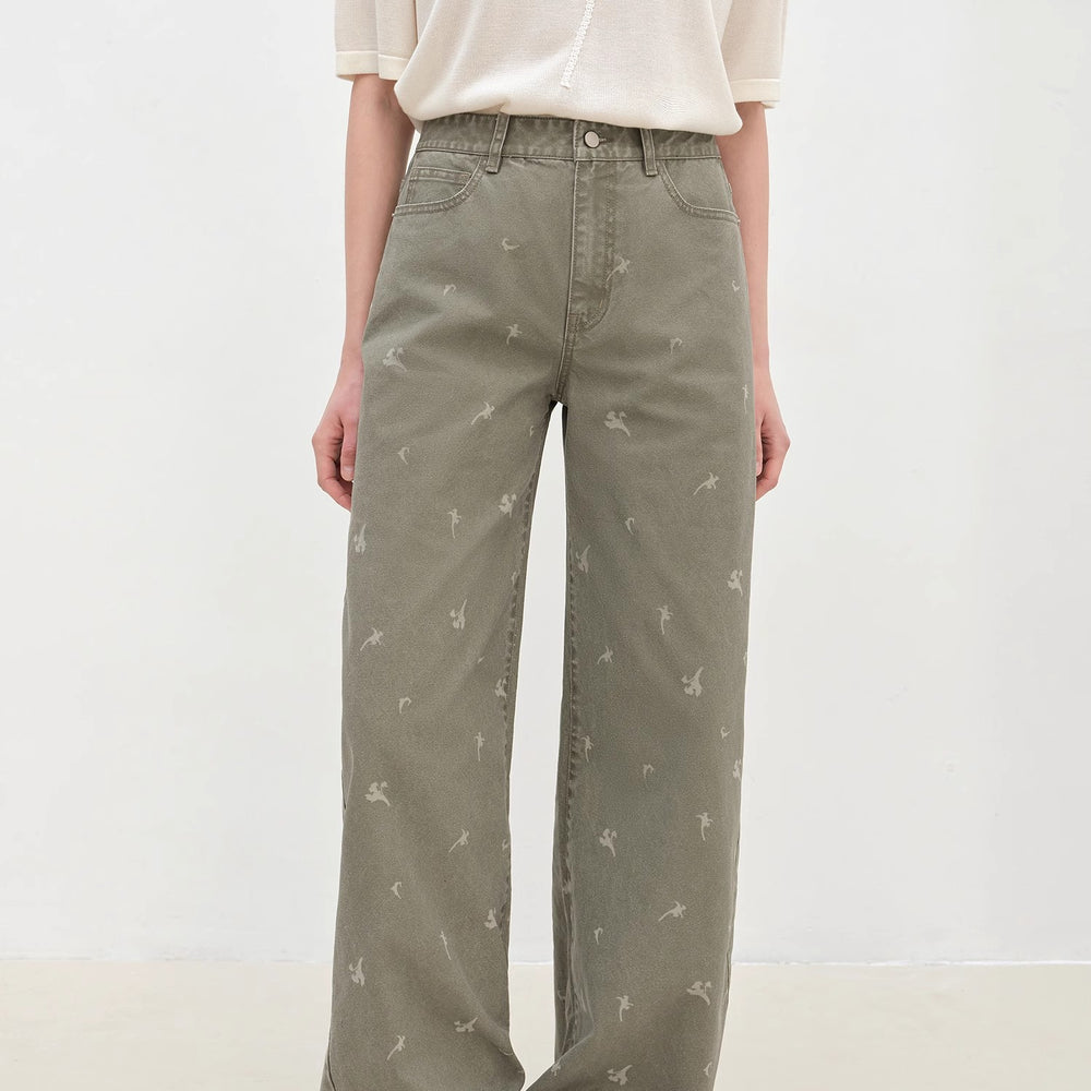 
                  
                    "Carol Pie" loose high-waisted wide-leg calla lily print jeans for women
                  
                