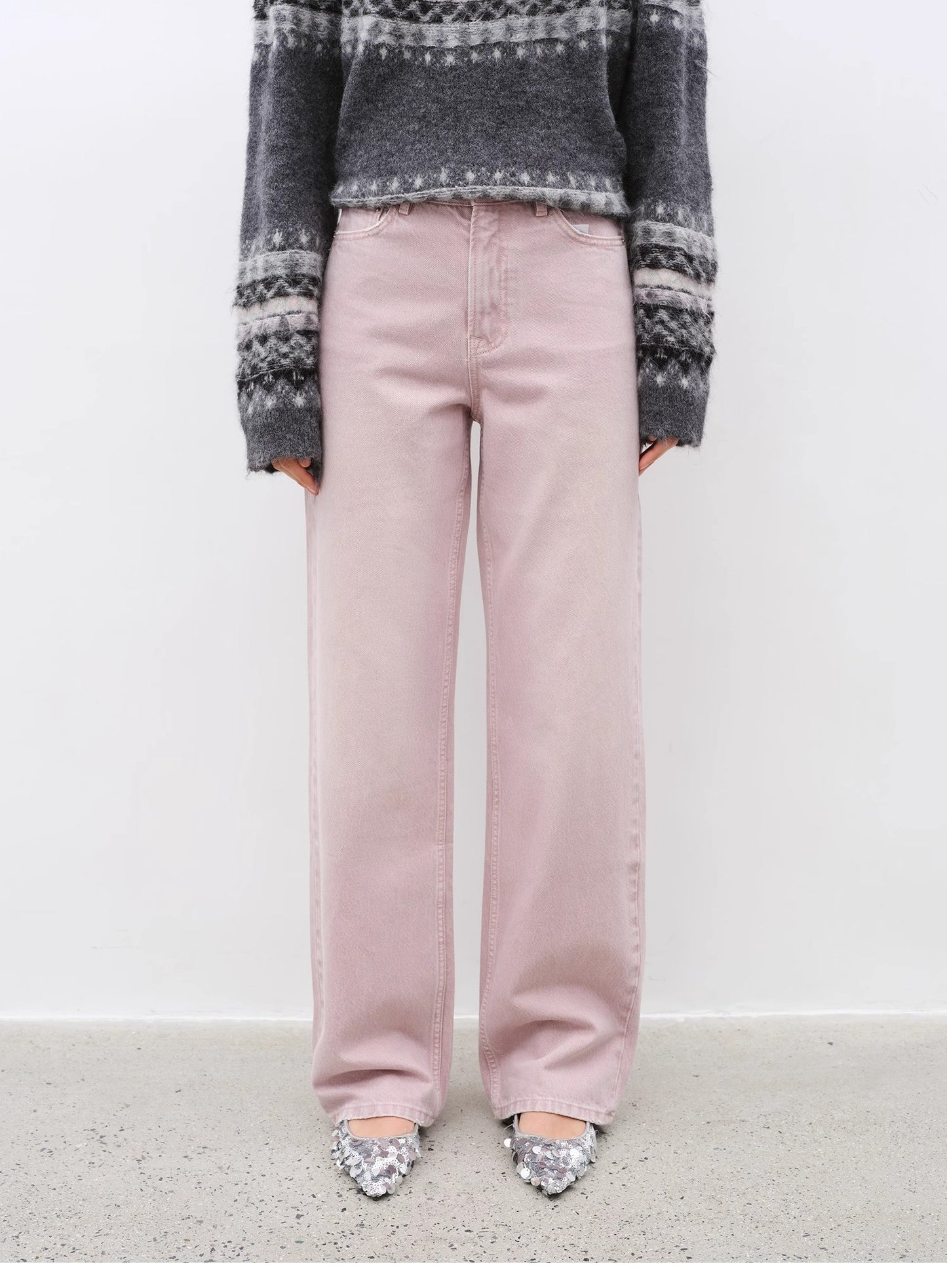 "Active Street" Retro casual fashionable colorful heavy washed slim all-match straight jeans