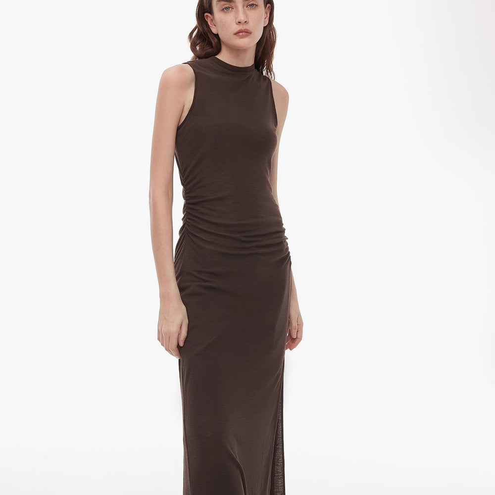 
                  
                    "Half Summer Ball" Fine Wool Blend Sleeveless Slit Long Knit Dress
                  
                