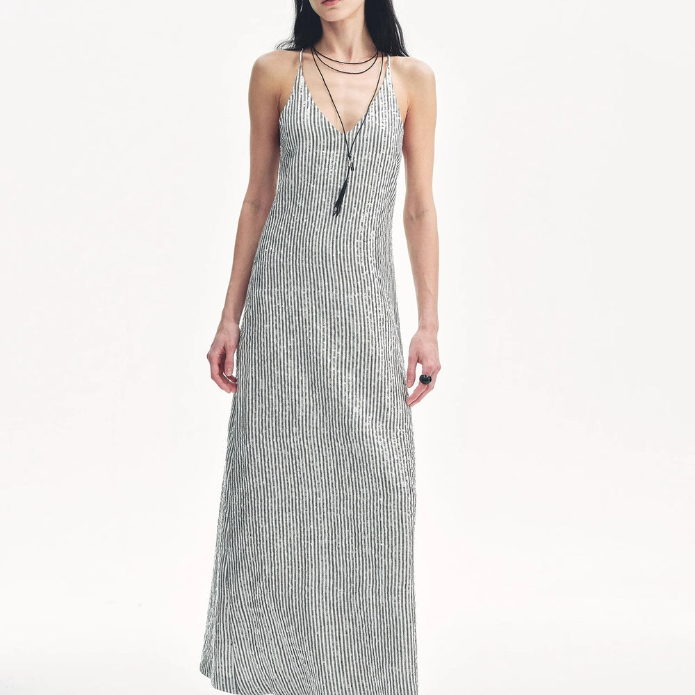 
                  
                    "Galaxy Trace" Linen Sequin Embroidery Dress Summer
                  
                
