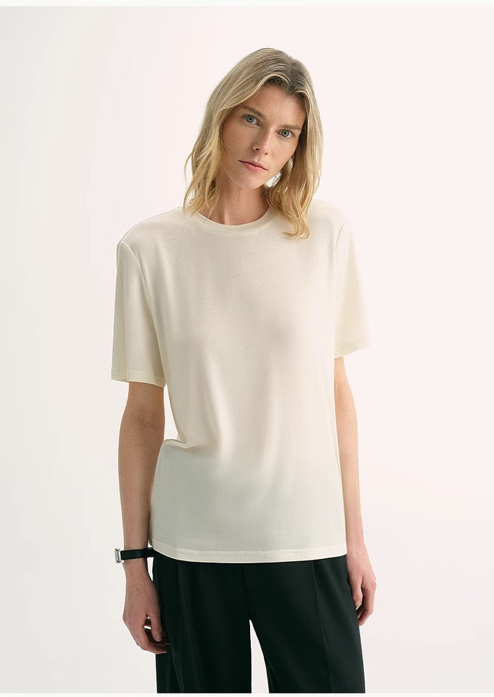 
                  
                    "Soft Cloud" 15.5mm cashmere loose and comfortable round neck versatile short-sleeved T-shirt for women
                  
                