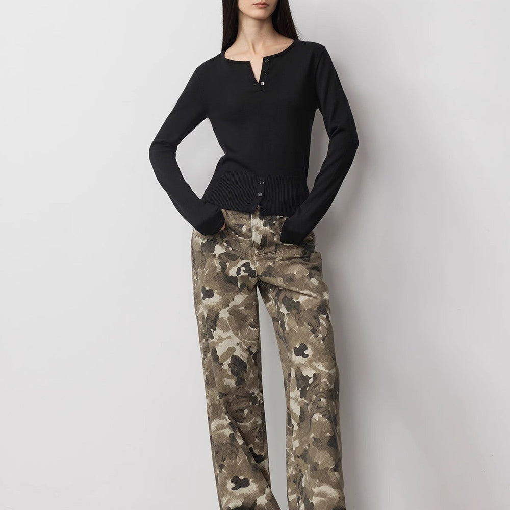 
                  
                    "Camouflage Charm " Cool, Trendy, Unique, and Personalized Original Camouflage Print Washed Loose Straight-Leg Denim Jeans
                  
                