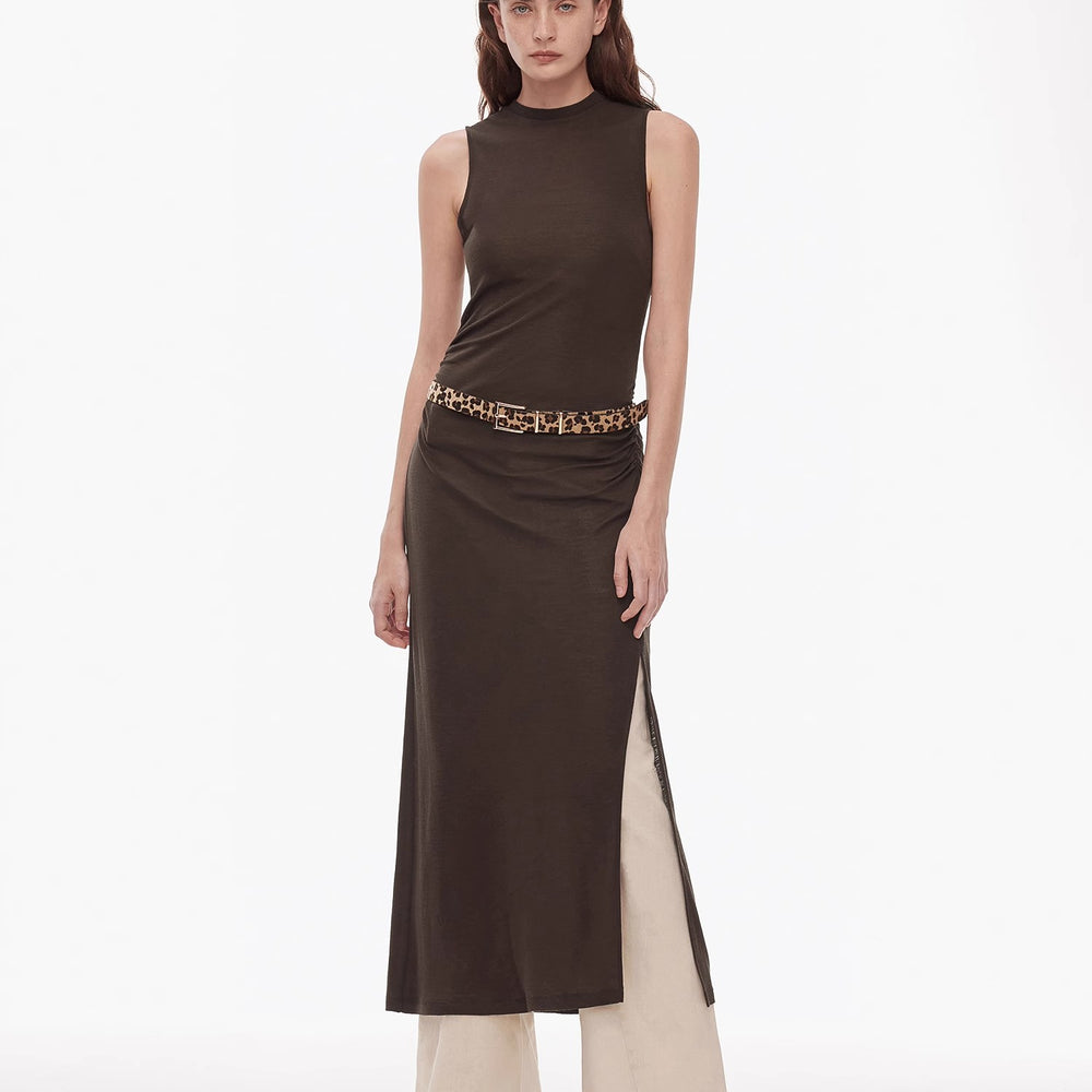 
                  
                    "Half Summer Ball" Fine Wool Blend Sleeveless Slit Long Knit Dress
                  
                