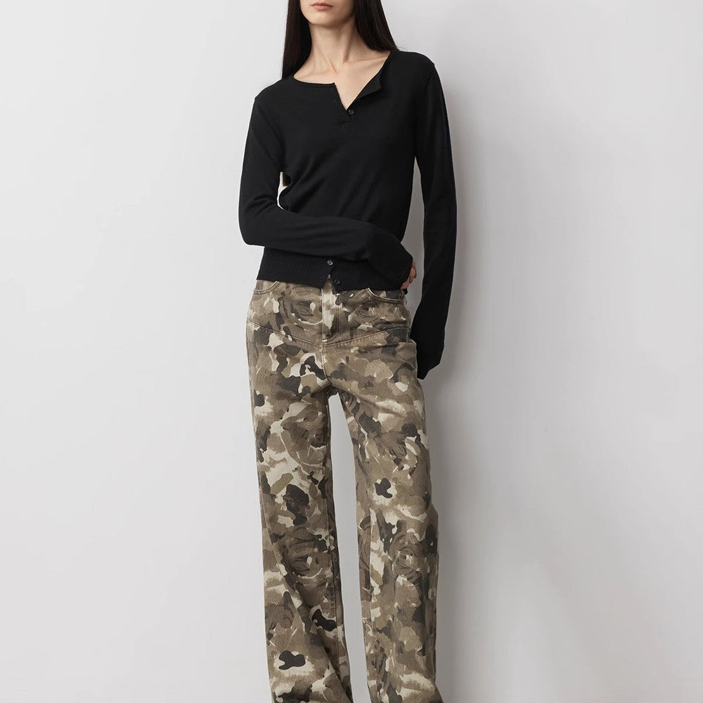 
                  
                    "Camouflage Charm " Cool, Trendy, Unique, and Personalized Original Camouflage Print Washed Loose Straight-Leg Denim Jeans
                  
                