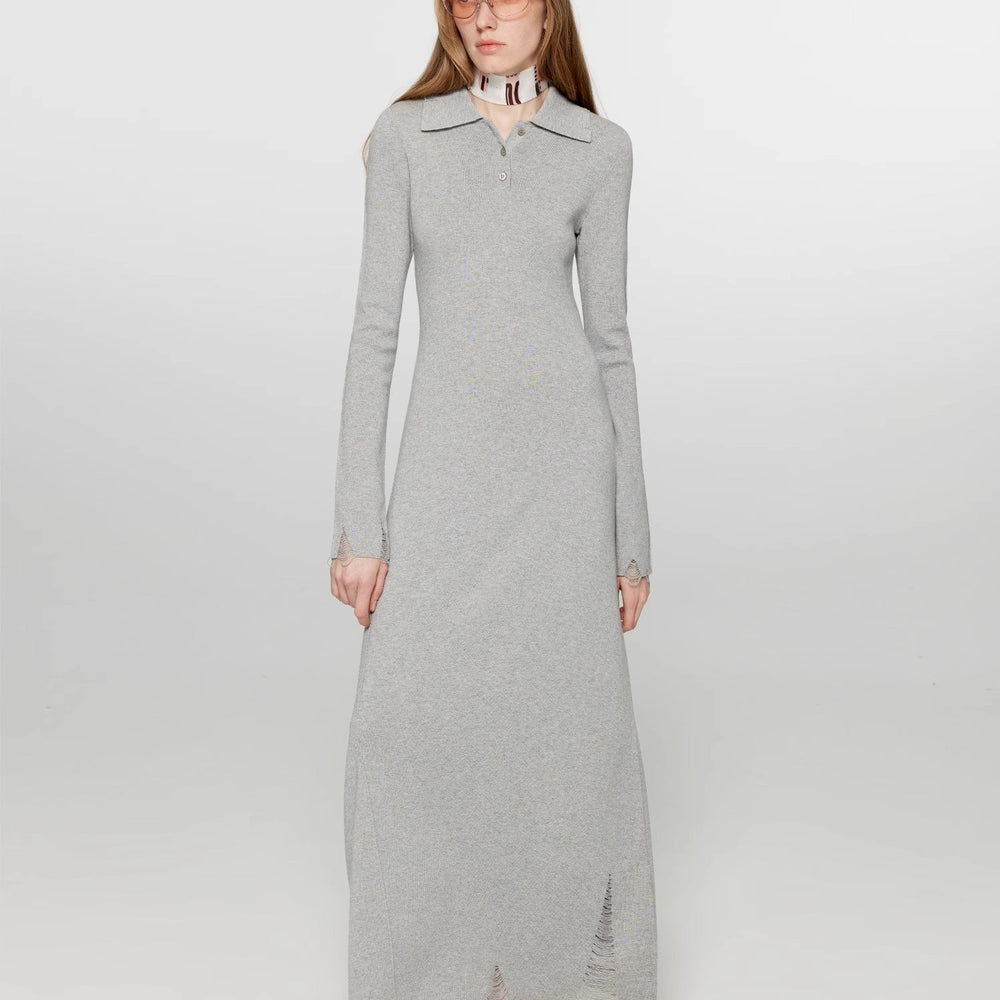 
                  
                    "Spring Muse" Merino Wool / Exquisite Polo Collar Waist-cinching Knit A-line Dress for Women
                  
                