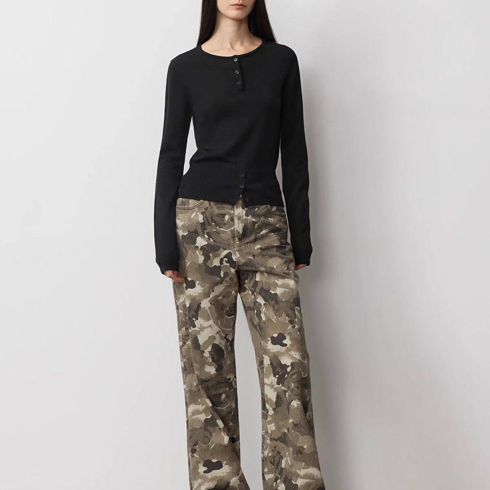 
                  
                    "Camouflage Charm " Cool, Trendy, Unique, and Personalized Original Camouflage Print Washed Loose Straight-Leg Denim Jeans
                  
                