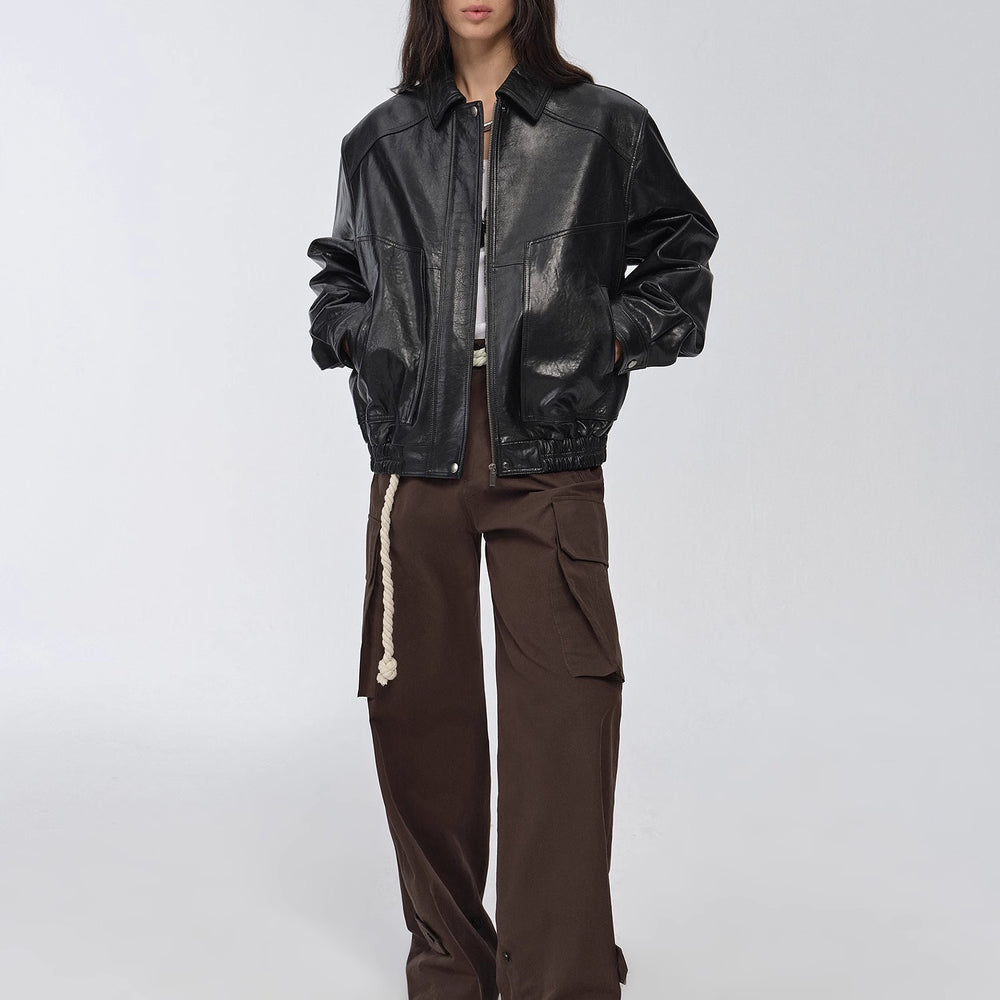 
                  
                    "Fashionable Luke" imported waxed sheep leather retro work jacket coat for women
                  
                