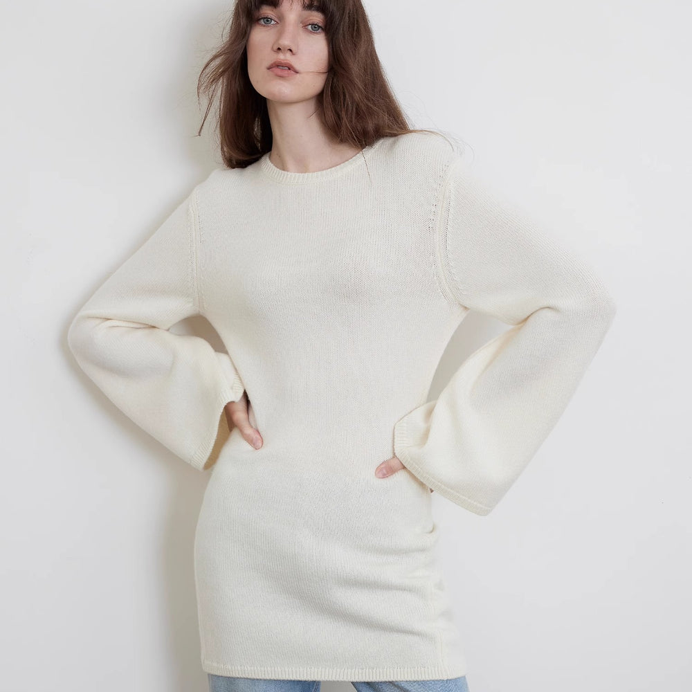 
                  
                    "Autumn Sweet Cheese" merino wool fashionable waist slimming trumpet sleeve sweater for women
                  
                