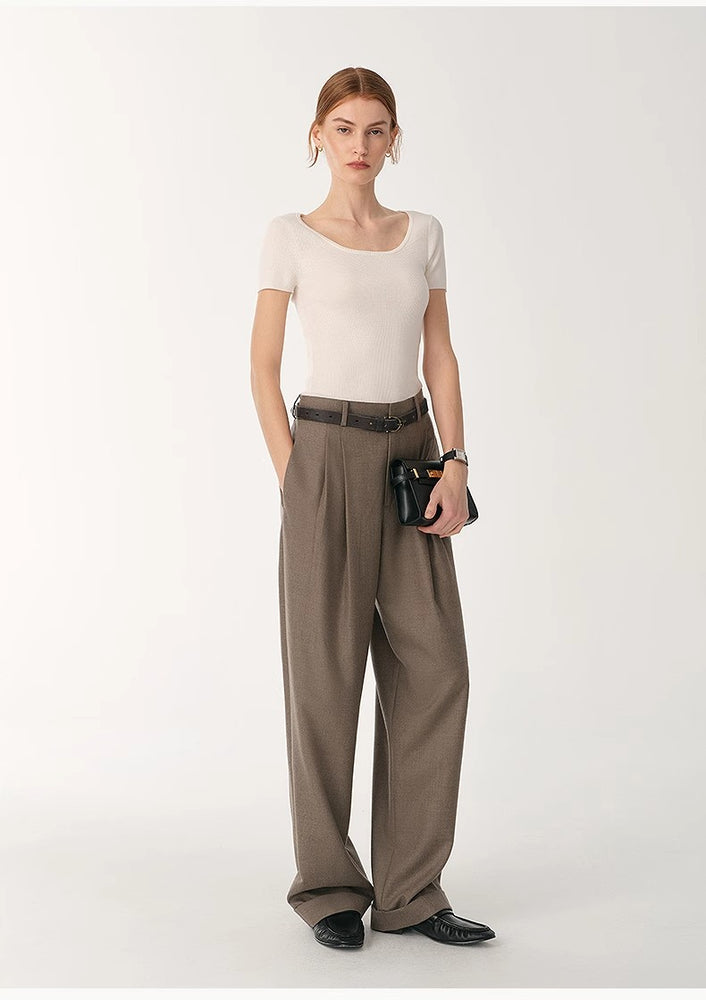 
                  
                    German Yangtze machine washable wool round neck slim short sleeve top for women
                  
                