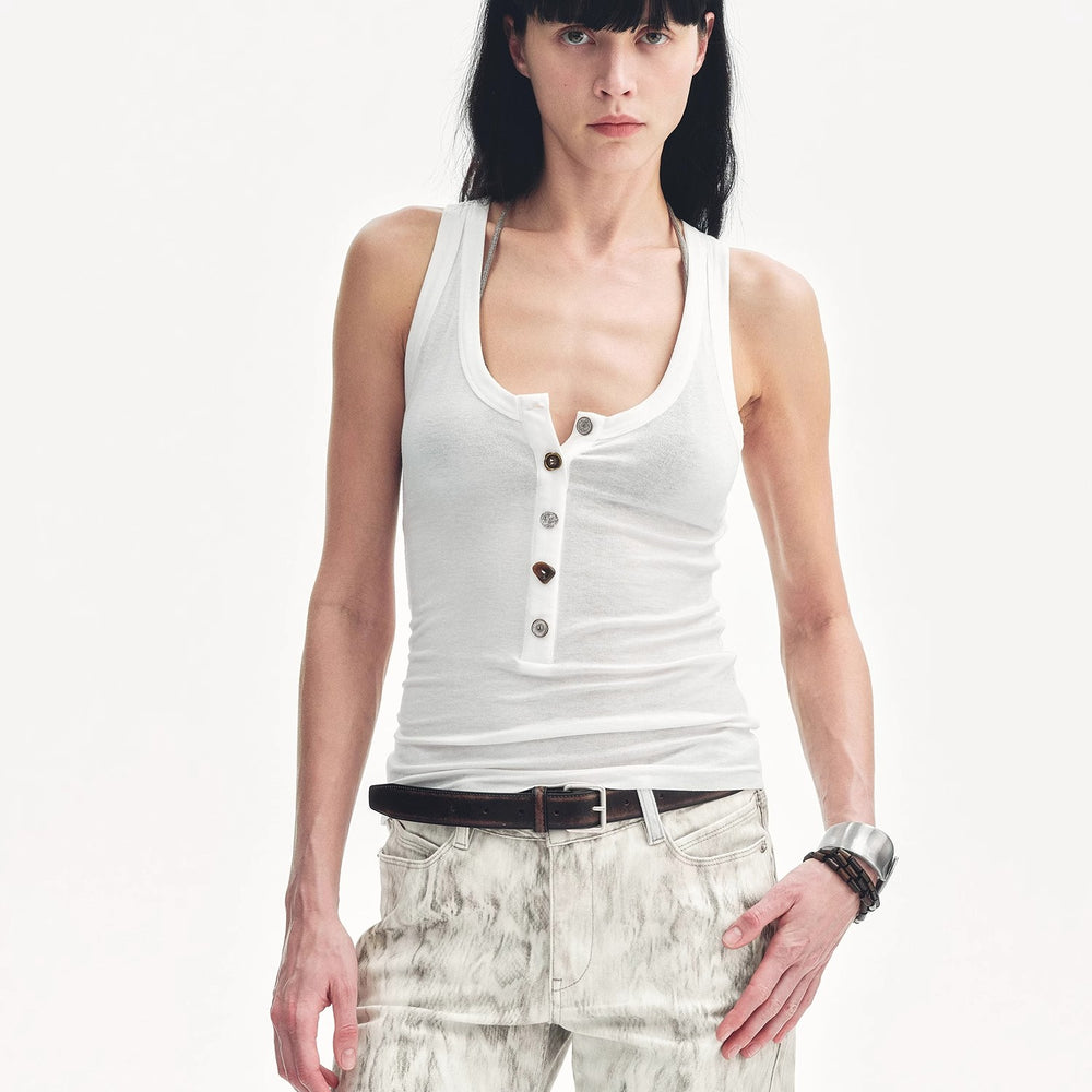 
                  
                    "Weather Forecast" Tencel Acetate U-Henley Neck Fitted Vest
                  
                