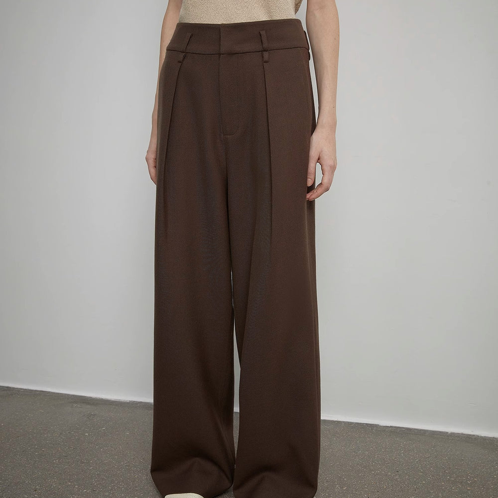 
                  
                    Women's white straight casual wide waist drape floor-length wide leg pants
                  
                