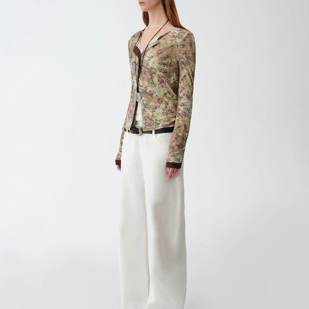 
                  
                    "Senna Flower House" original retro ethnic print Tencel Merino wool blend long-sleeved shirt
                  
                
