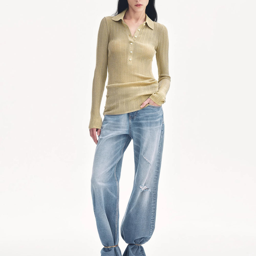 
                  
                    "Spring Inspiration" Retro Slim Fit POLO Neck Sweater
                  
                