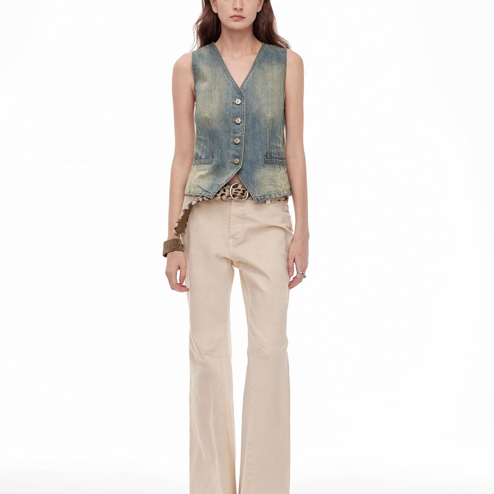 
                  
                    “Denimism”Fashionable Heavy Industry Washed Three-dimensional Versatile Slimming Slightly Flared Denim Trousers
                  
                