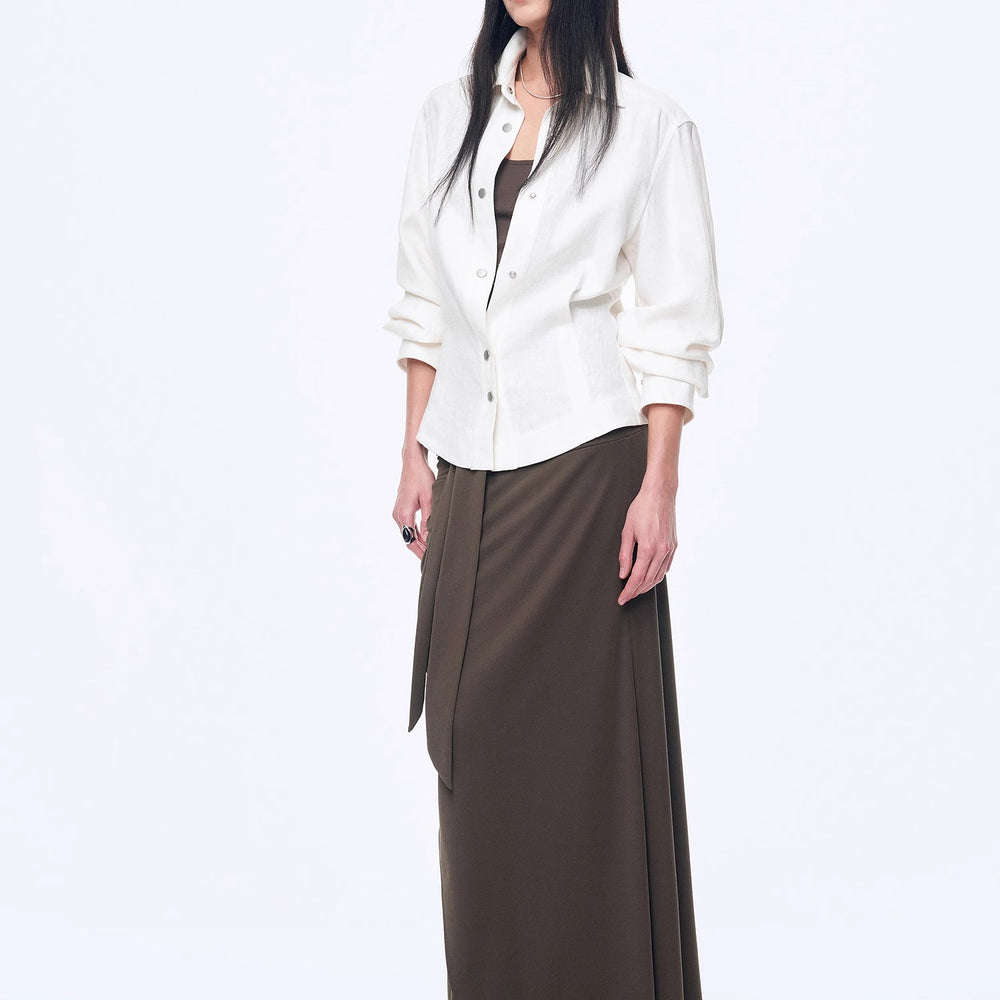 
                  
                    "Berlin Afternoon Tea" Refreshing breathable twill linen deconstructed silhouette old money style waist shirt top
                  
                