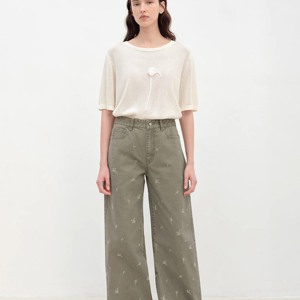 
                  
                    "Carol Pie" loose high-waisted wide-leg calla lily print jeans for women
                  
                