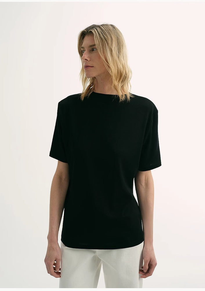 
                  
                    "Soft Cloud" 15.5mm cashmere loose and comfortable round neck versatile short-sleeved T-shirt for women
                  
                