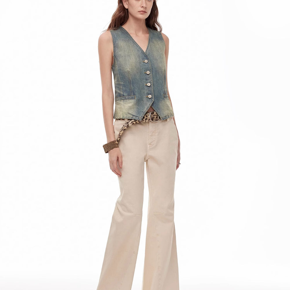 
                  
                    “Denimism”Fashionable Heavy Industry Washed Three-dimensional Versatile Slimming Slightly Flared Denim Trousers
                  
                