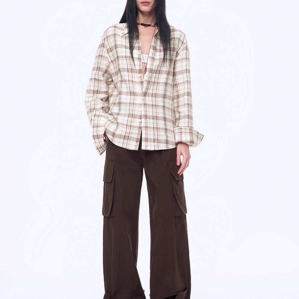 
                  
                    "Plaid Sketch" Vintage Linen Shirt Skirt Two-Piece Spring
                  
                