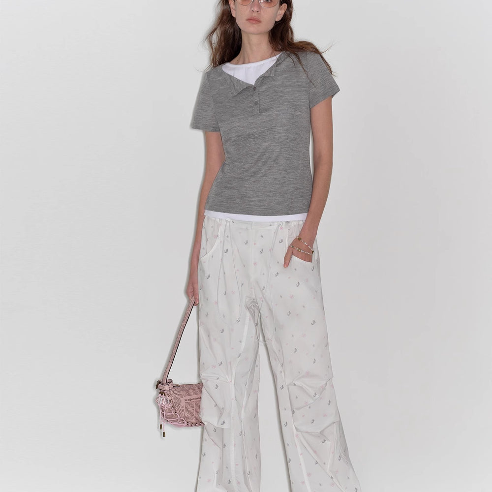 
                  
                    "Simple Advent" Fine Australian Wool Skin-Friendly Fit Henley Neck Tight T-Shirt
                  
                