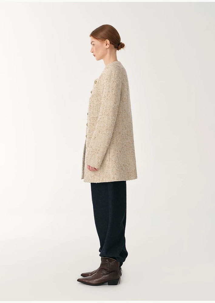
                  
                    Heavy wool tweed high-end exquisite round neck patch pocket slim Chanel jacket for women
                  
                