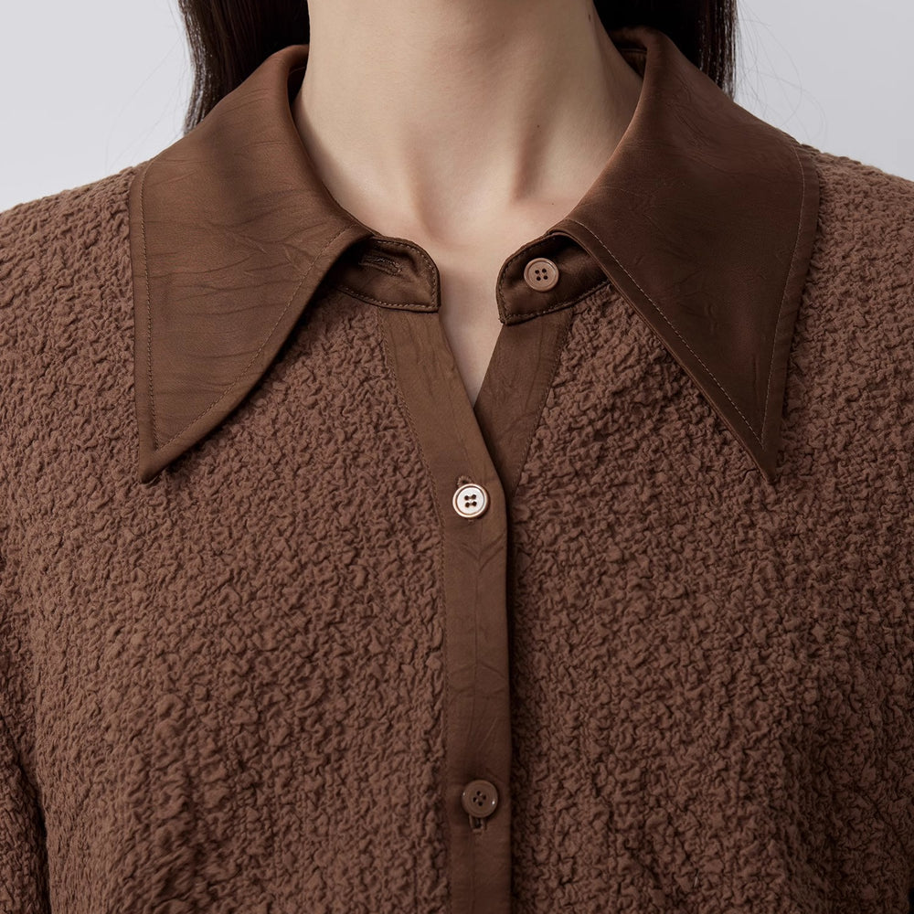 
                  
                    "Art Bubble" retro embossed bubble cotton satin stitching long-sleeved shirt
                  
                