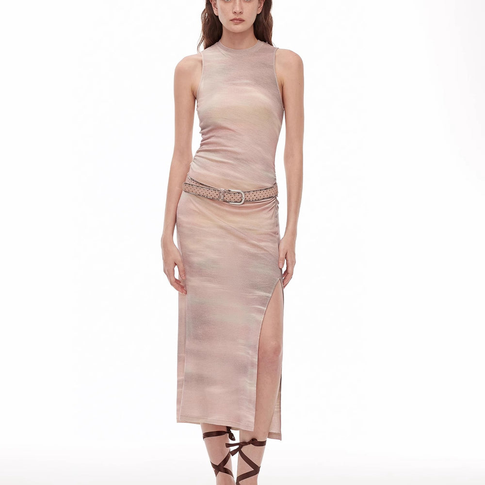 
                  
                    "Half Summer Ball" Fine Wool Blend Sleeveless Slit Long Knit Dress
                  
                