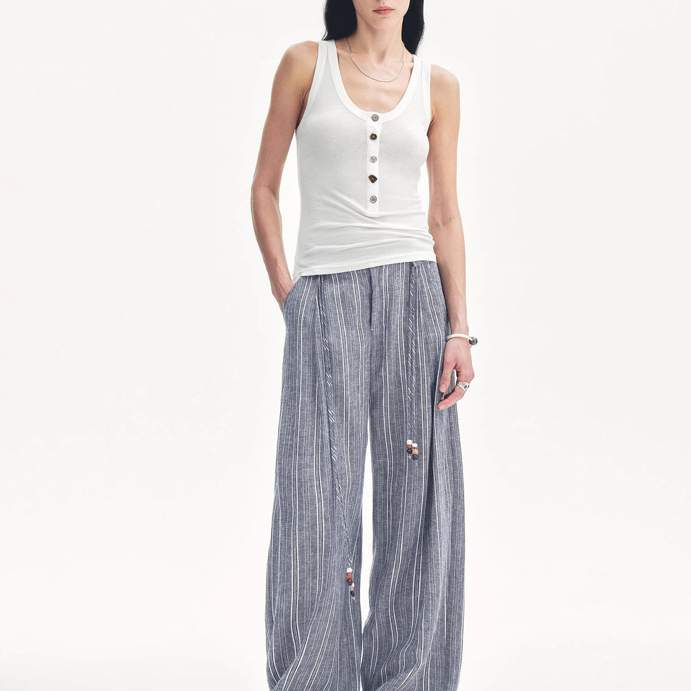 
                  
                    "Weather Forecast" Tencel Acetate U-Henley Neck Fitted Vest
                  
                