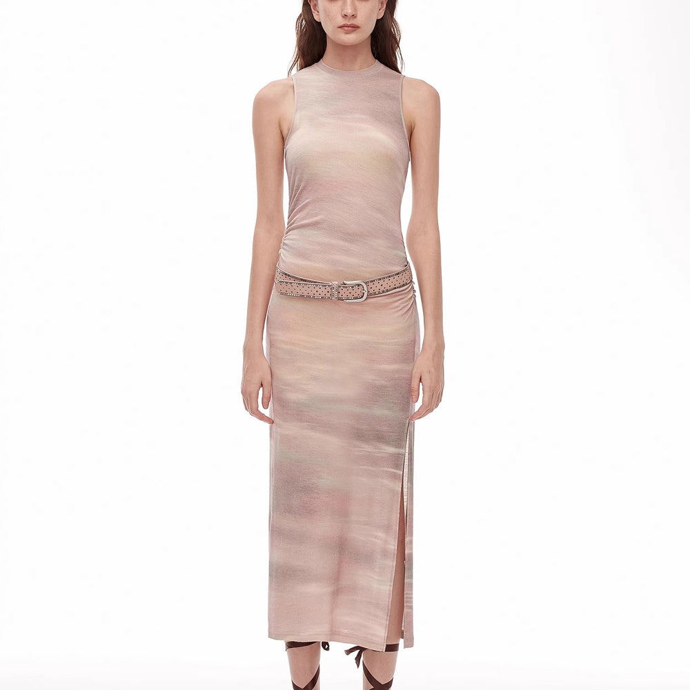 
                  
                    "Half Summer Ball" Fine Wool Blend Sleeveless Slit Long Knit Dress
                  
                