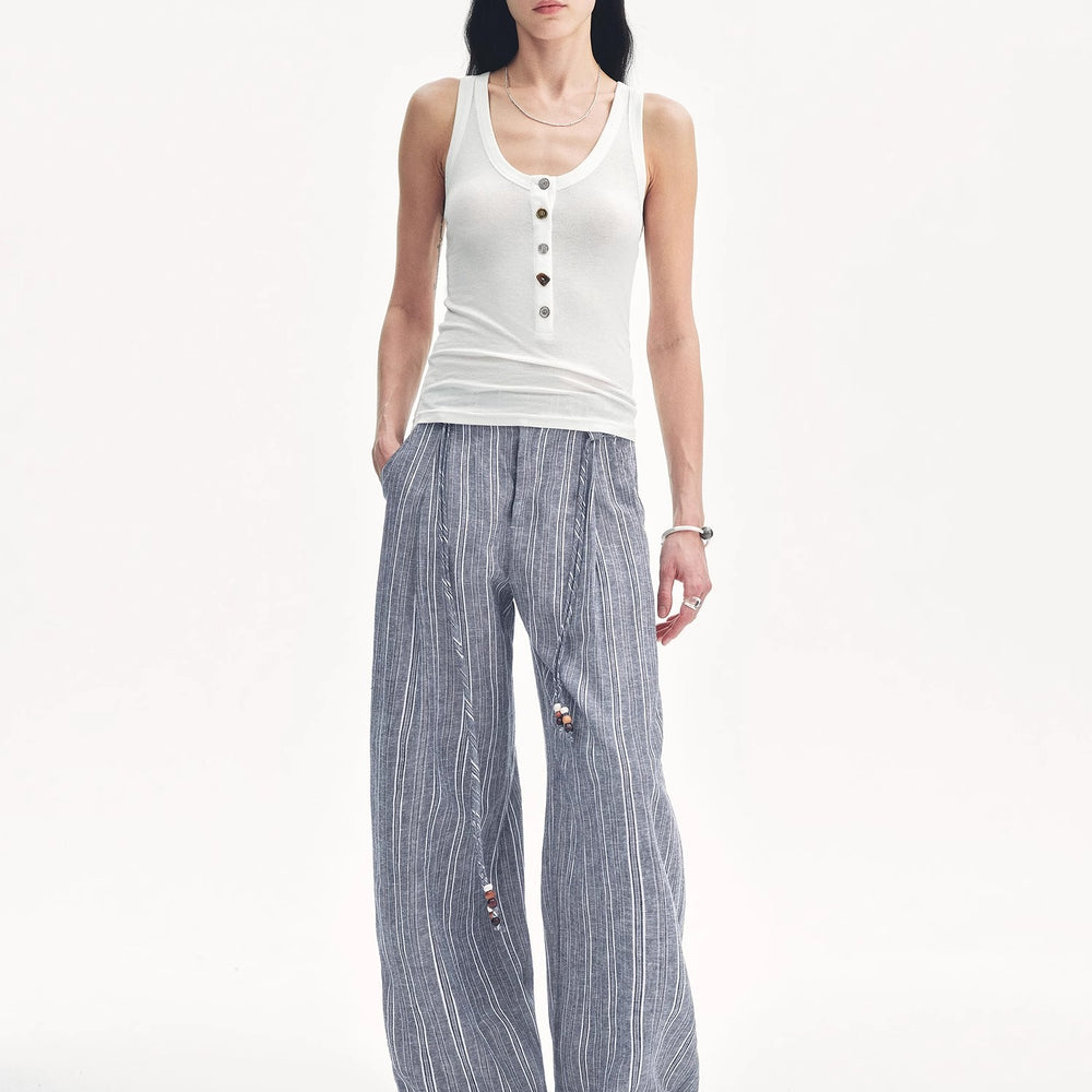 
                  
                    "Weather Forecast" Tencel Acetate U-Henley Neck Fitted Vest
                  
                
