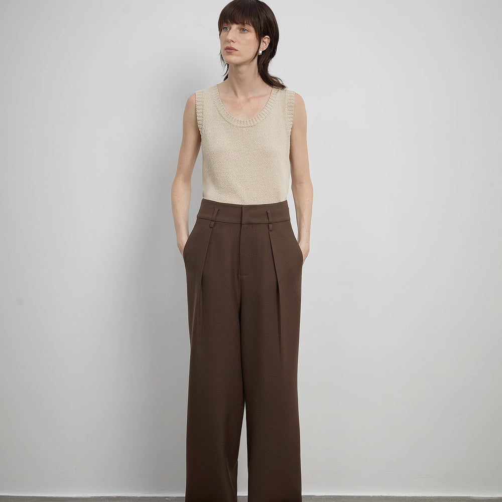 
                  
                    Women's white straight casual wide waist drape floor-length wide leg pants
                  
                