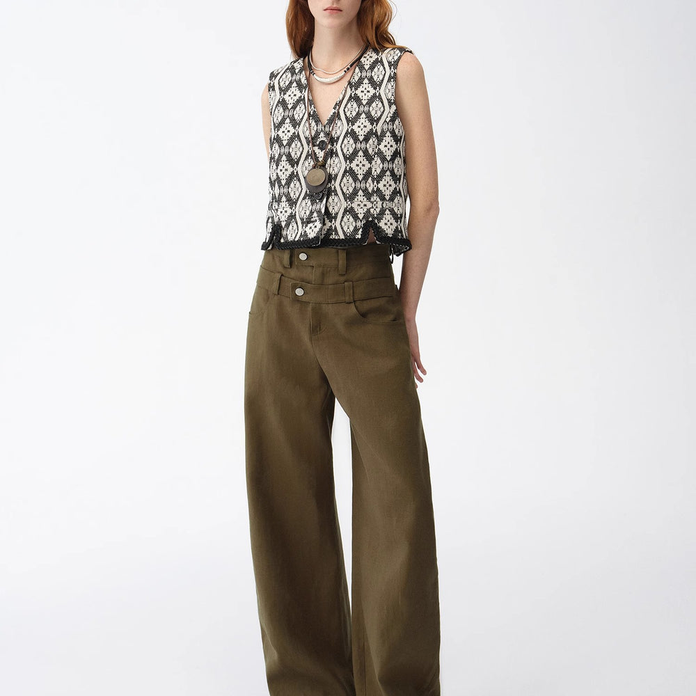 "Venice" Classical simple silhouette Italian imported jacquard ethnic style V-neck vest