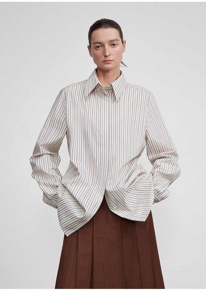 
                  
                    Long shirt with high-end drapey temperament top for women
                  
                