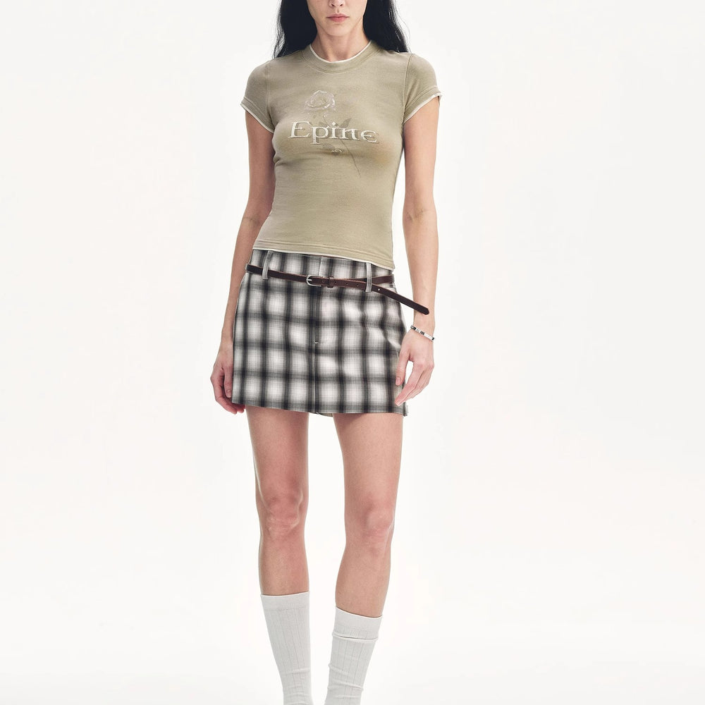 
                  
                    "Memory Navigation" Tencel acetate fake two-piece slim fit straight shoulder T-shirt
                  
                