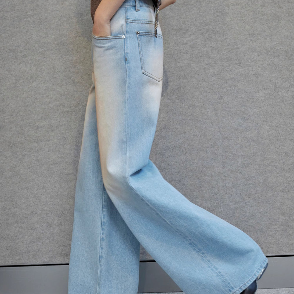 
                  
                    "Wantful Fantasy" Heavy Industry Washed Spray Colored Wide Leg Jeans Women's Low Waist Straight Leg Bootleg Pants
                  
                