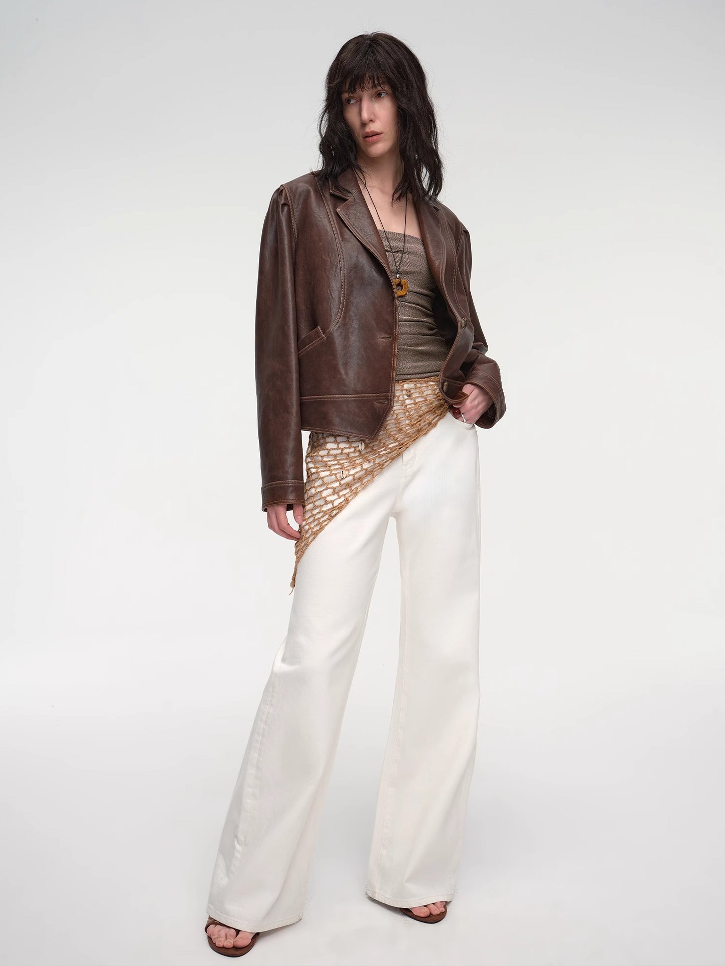 "Vintage Old Stories" New Zealand imported waxed sheepskin distressed short leather jacket
