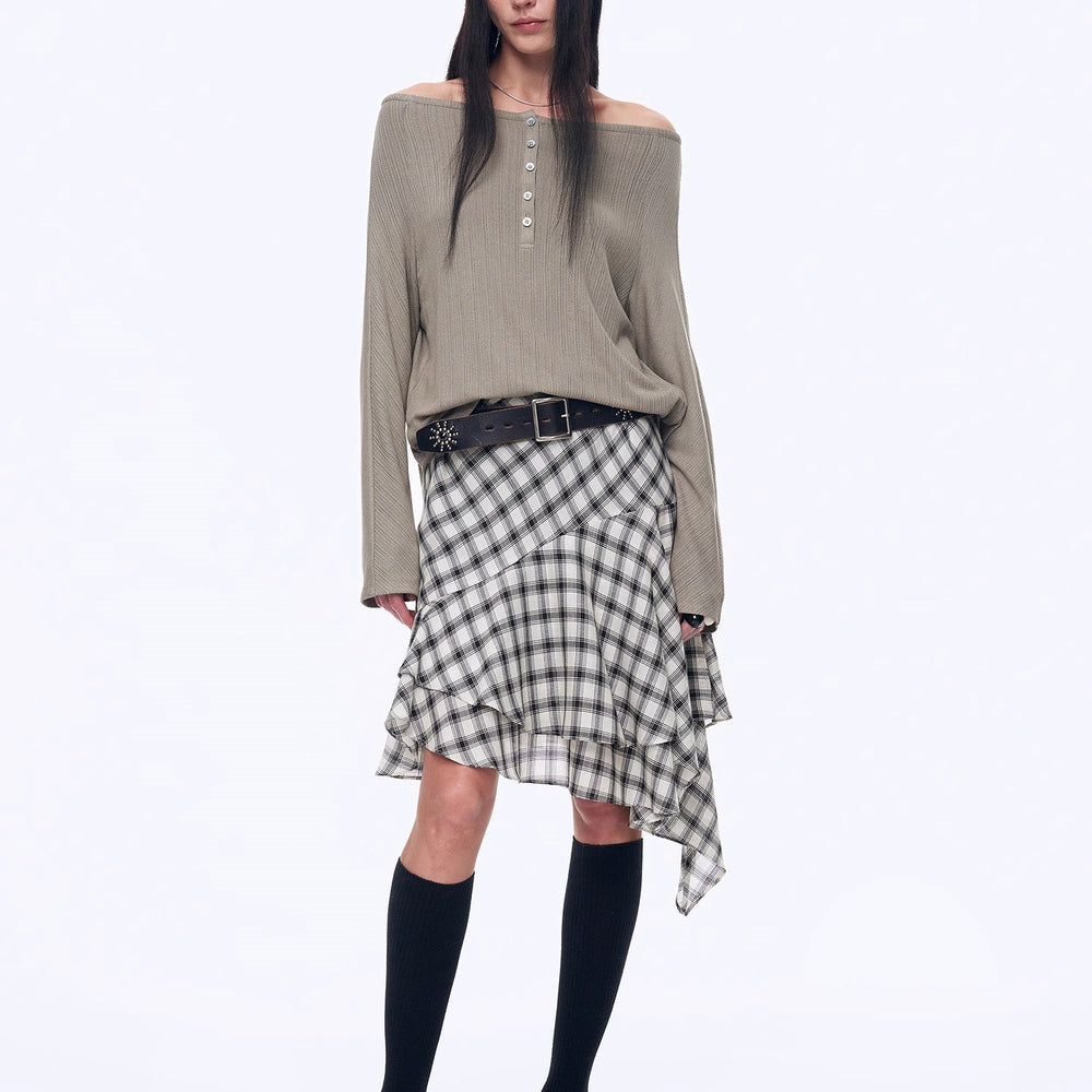 
                  
                    "Fashion Law" Casual One-shoulder Raglan Sleeve T-shirt Top
                  
                